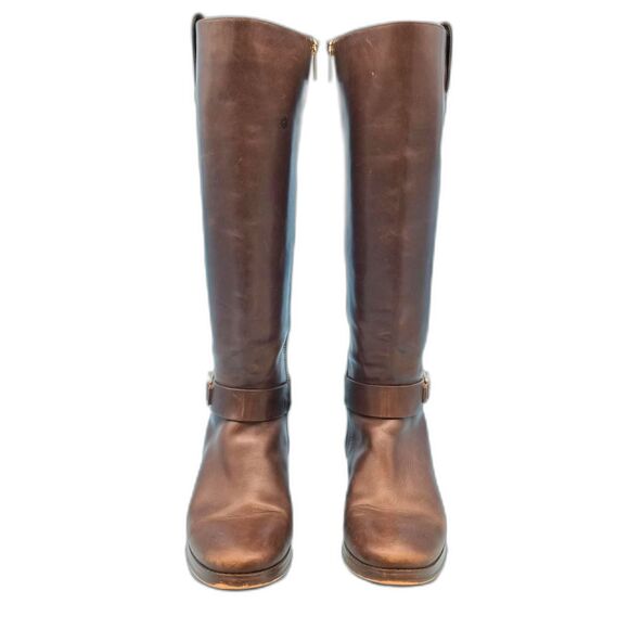 Michael Kors Brown Leather Charm Riding Boots - Size 6.5 - Picture 3 of 5